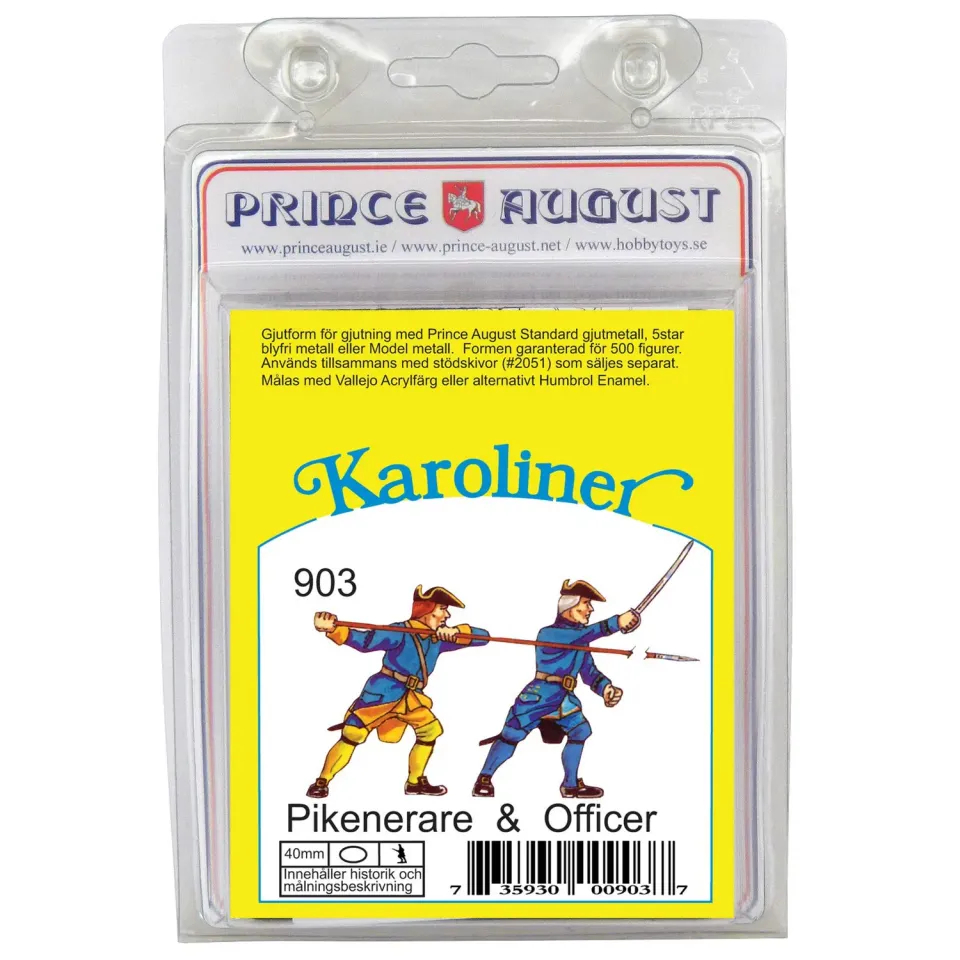 Prince August PAS903 Karoliner officer et Pikeman moule 40 mm métal
