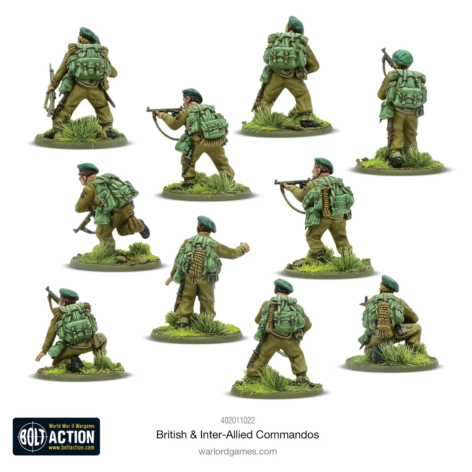 Bolt Action British & Inter-Allied Commandos figurines plastique 30 pièces