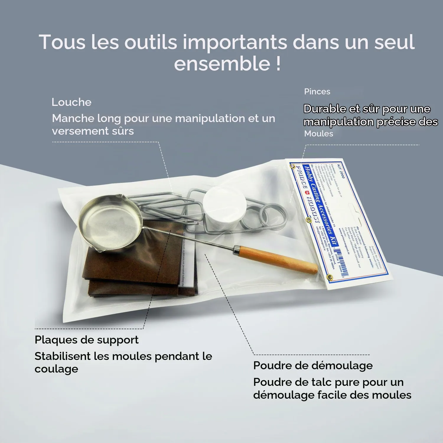 Prince August sachet d’accessoires pour moulage métal