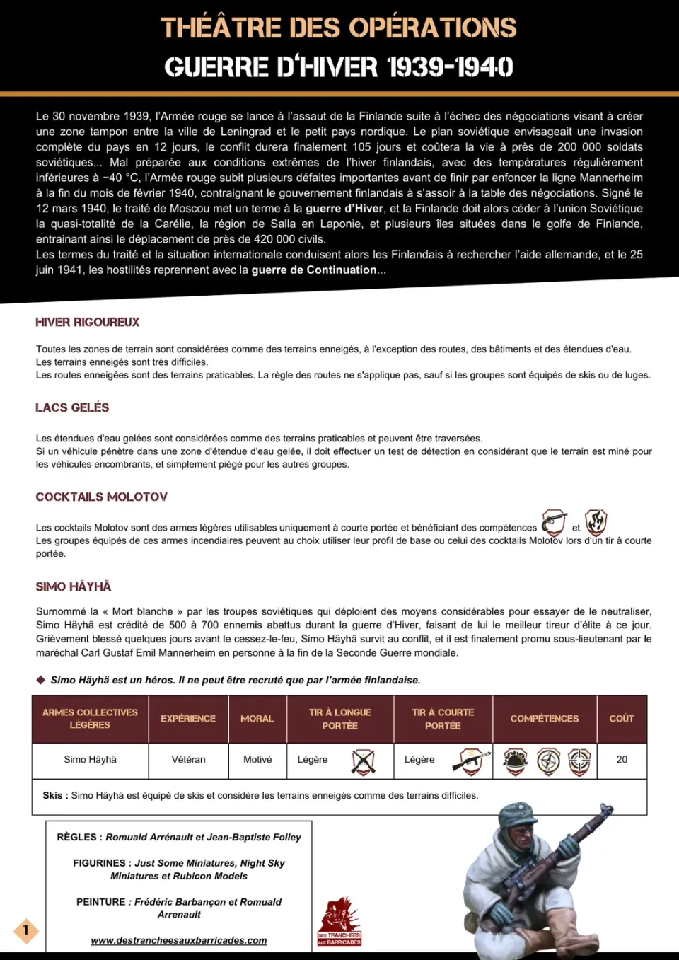 Des Tranchées aux Barricades Guerre d’Hiver listes d’armées supplément 7 pages