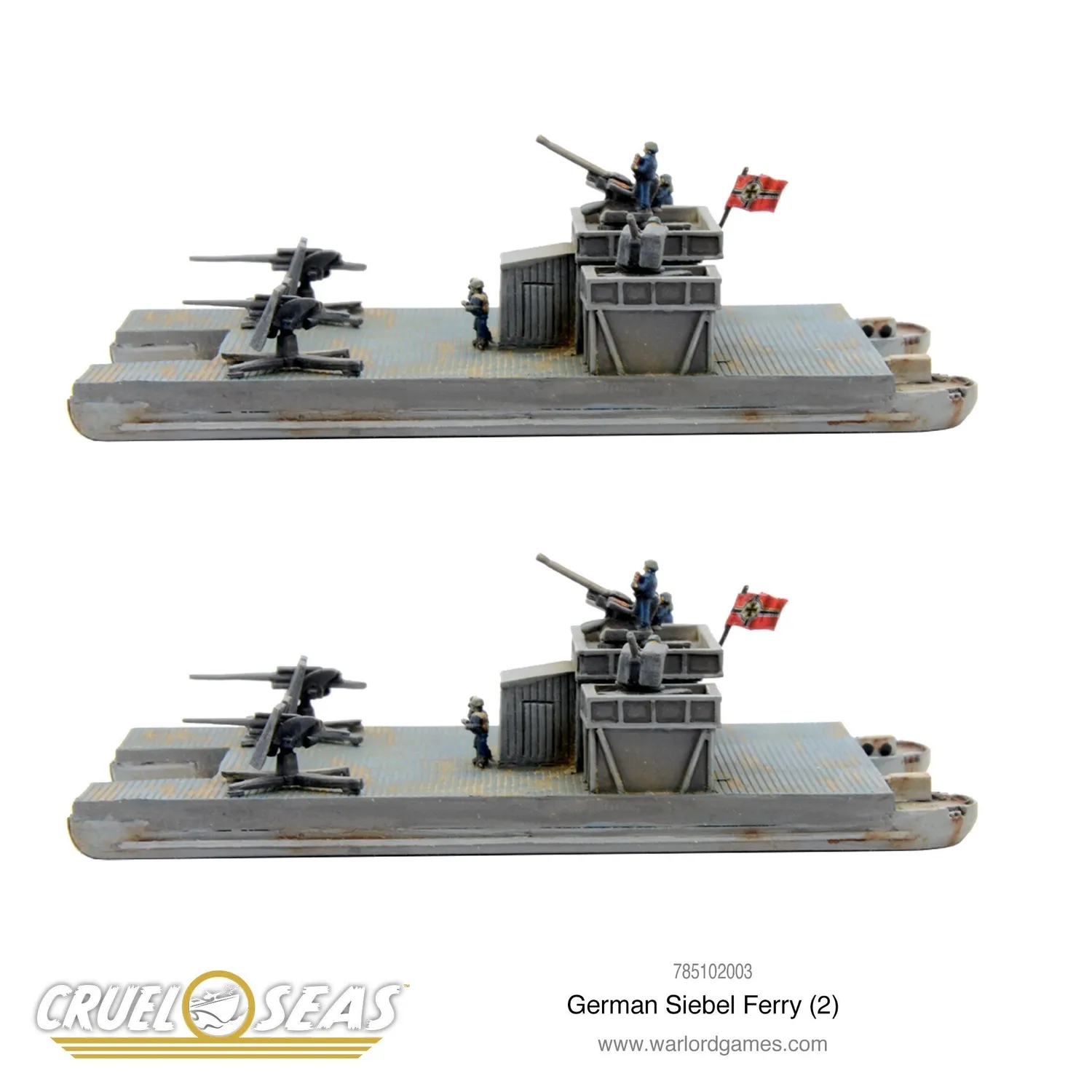 Bolt Action Cruel Seas German Siebel Ferry (2) bateaux résine métal