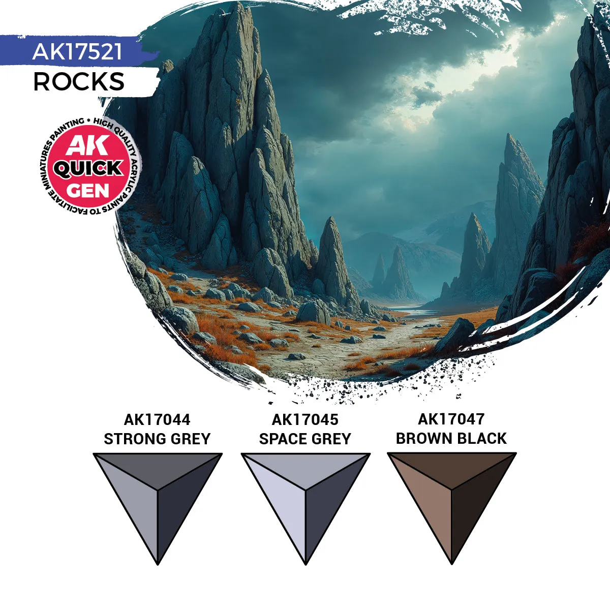 AK Interactive QUICK GEN Rocks set de peintures acryliques pour rochers