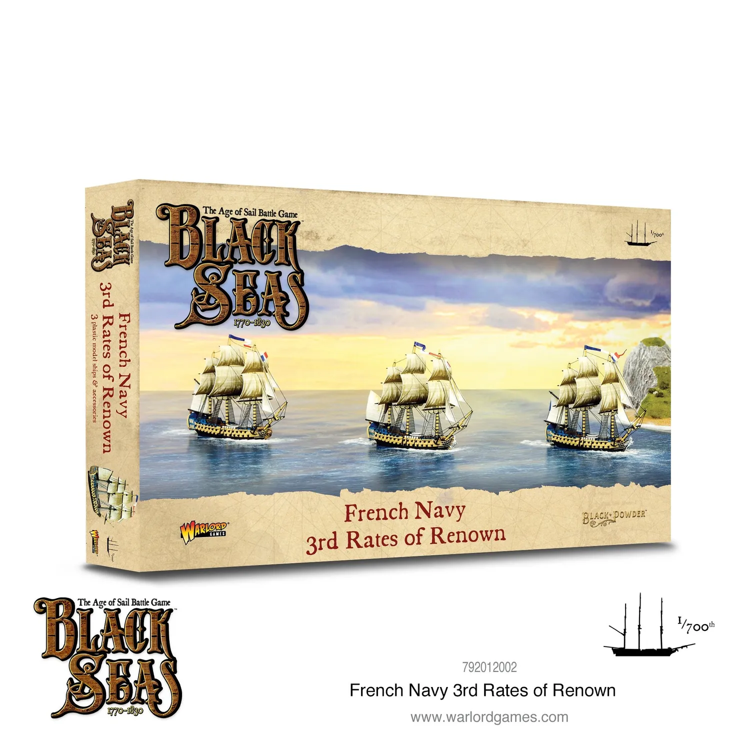 Bolt Action Black Seas French Navy 3rd Rates of Renown navires plastique métal boîte