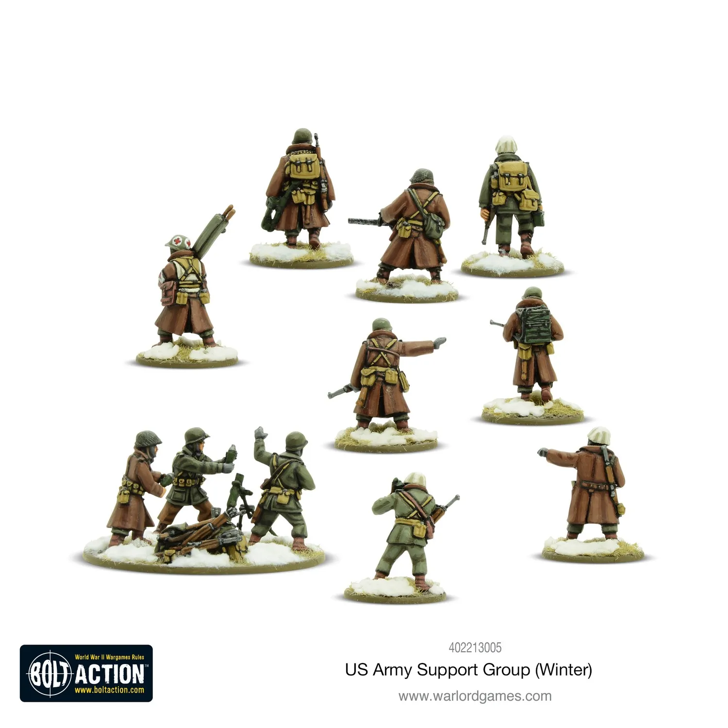 Bolt Action US Army Winter Support Group figurines hiver