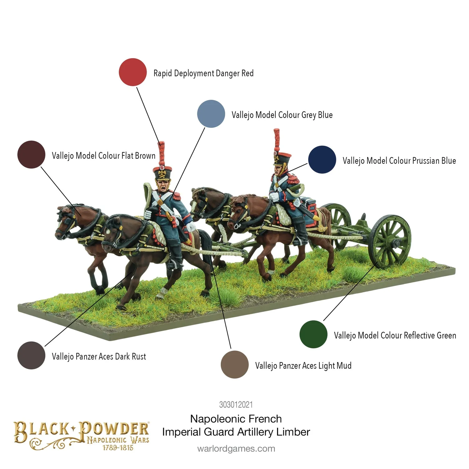 Black Powder Napoleonic French Imperial Guard Artillery Limber attelage résine