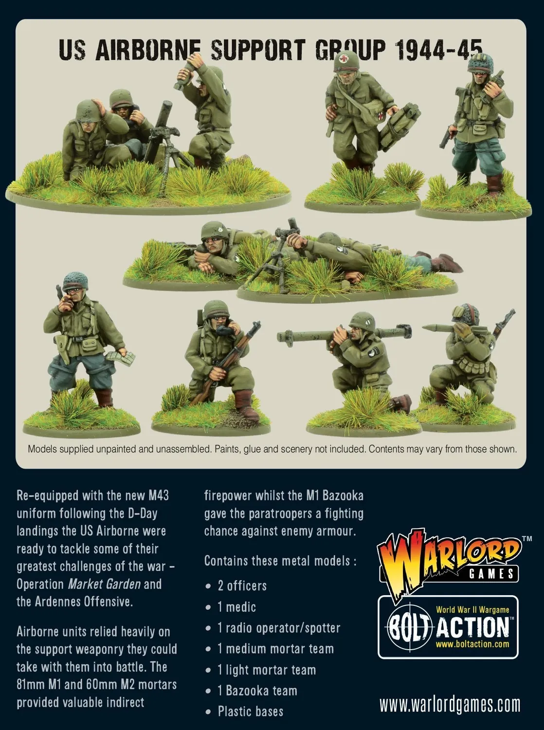 Bolt Action US Airborne Support Group figurines 1944-45