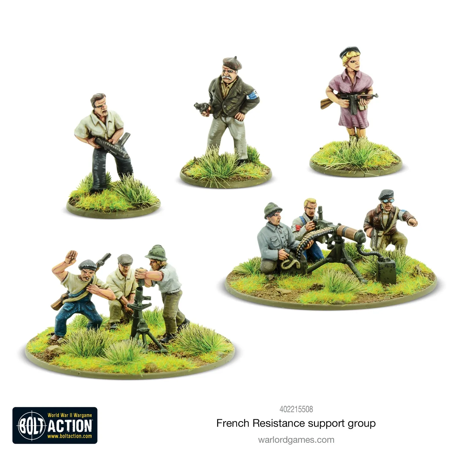 Bolt Action French Resistance Support Group figurines 28mm
