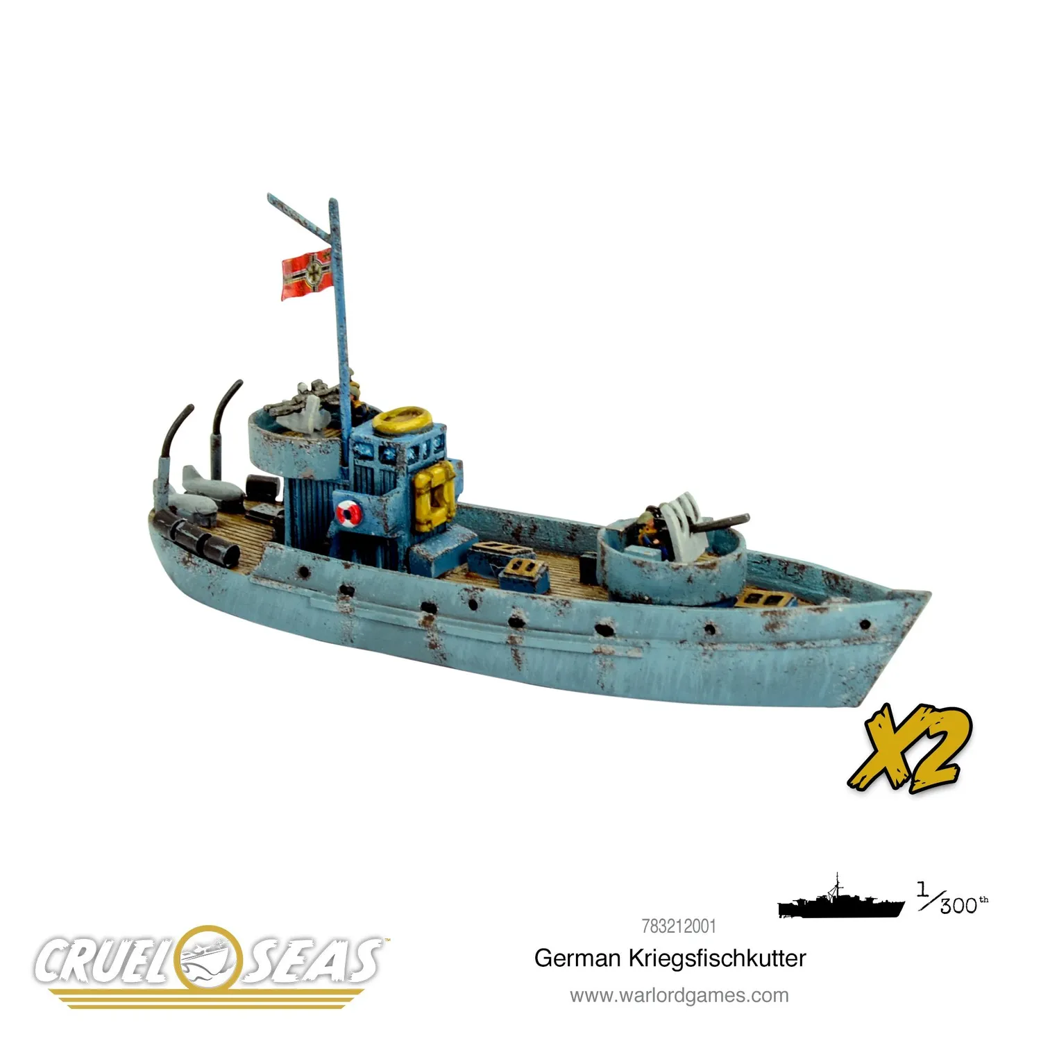 Cruel Seas Kriegsfischkutter navire résine x2