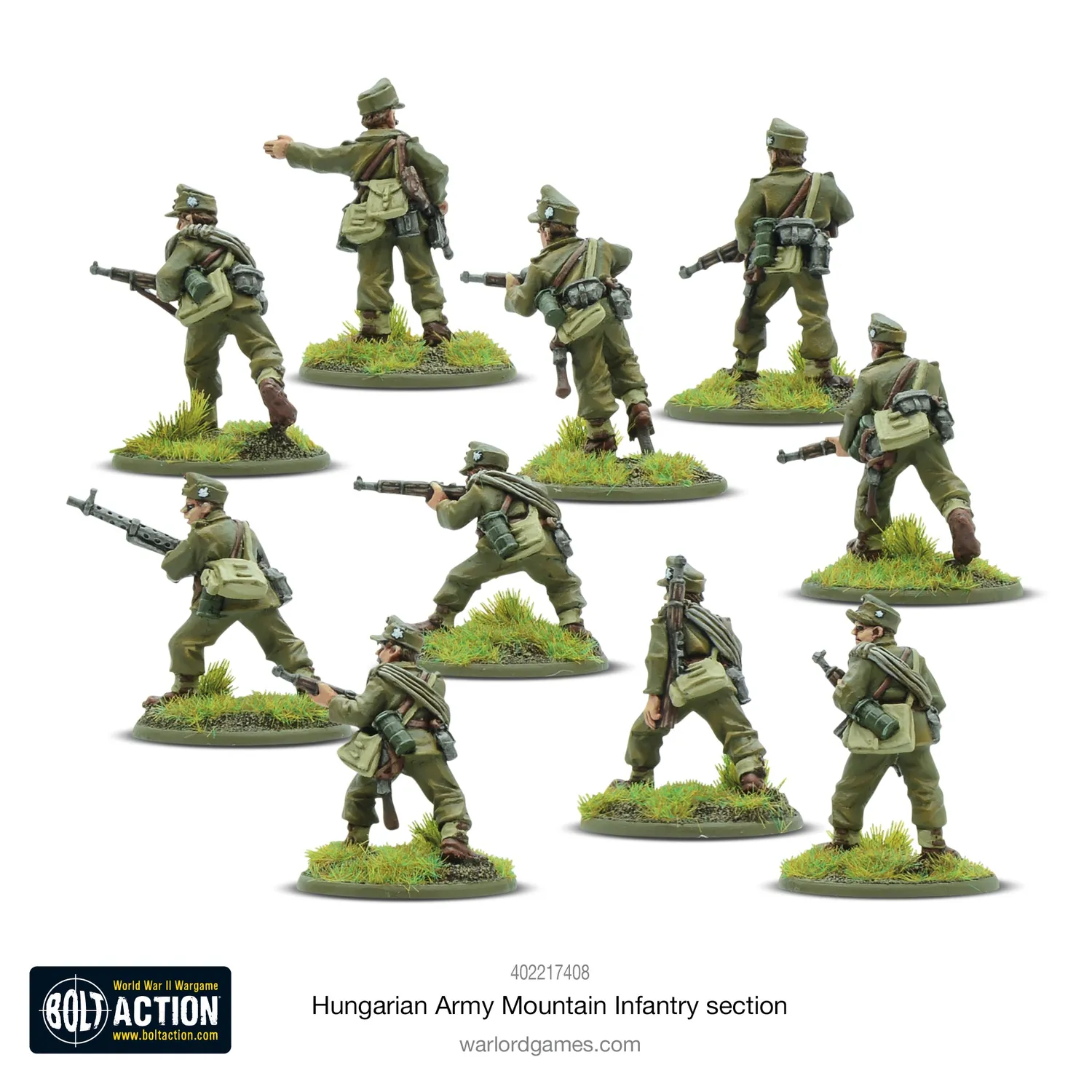 Bolt Action Hungarian Army Mountain Infantry Section 10 figurines métal