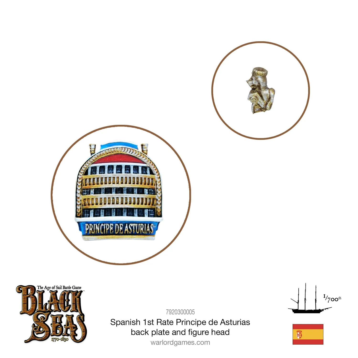 Bolt Action Black Seas 1st Rate Principe de Asturias proue métal