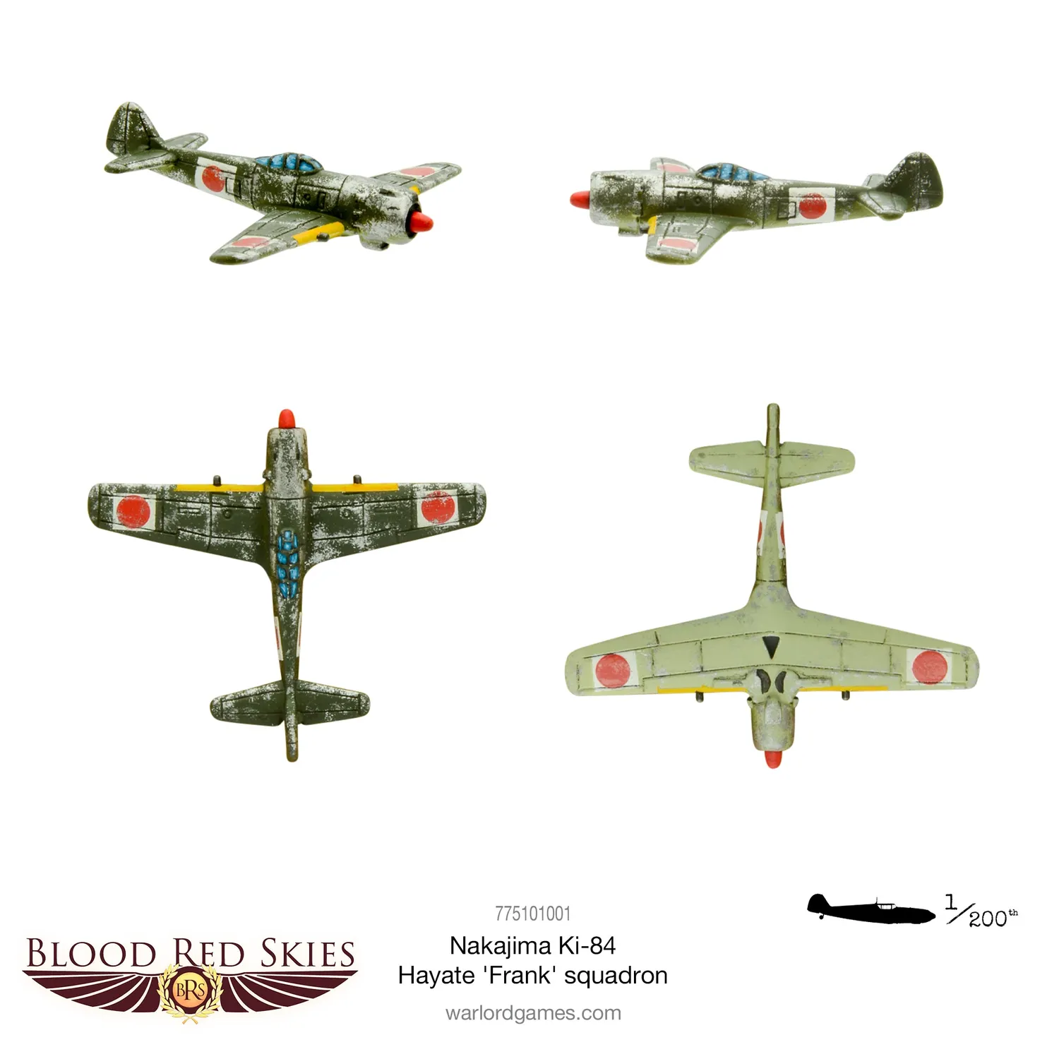Warlord Games Blood Red Skies Ki-84 Frank escadrille 6 avions résine
