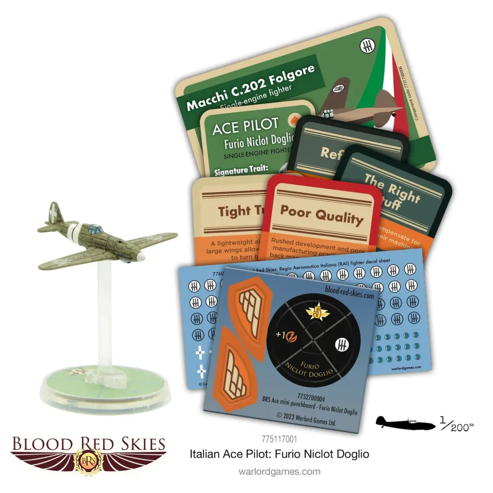 Bolt Action Blood Red Skies Italian Ace Pilot Furio Niclot Doglio avion 1 pièce