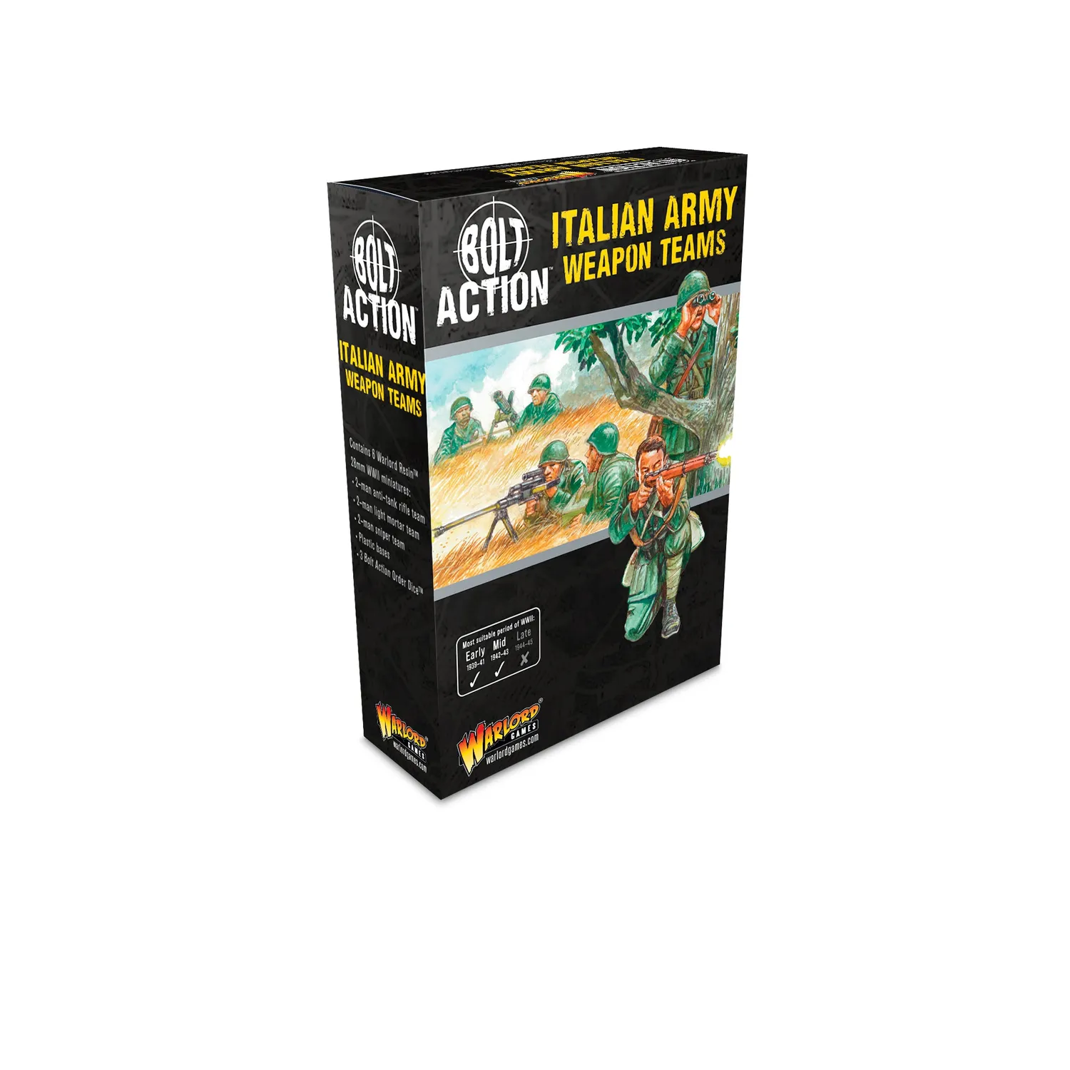 Bolt Action Italian Army Weapons Teams équipes d’armes résine