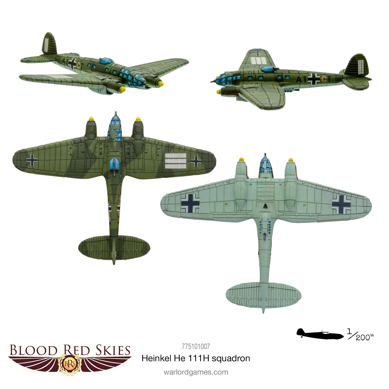 Bolt Action Blood Red Skies Heinkel He 111H escadron 3 bombardiers résine