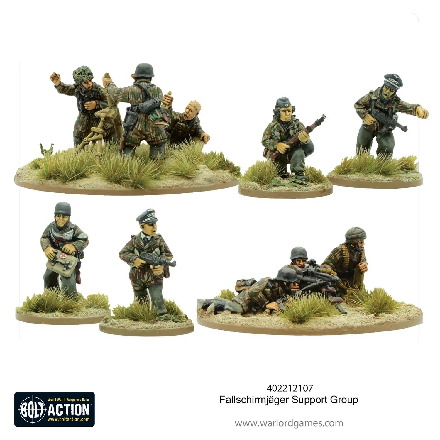 Bolt Action Fallschirmjager Support Group figurines métal