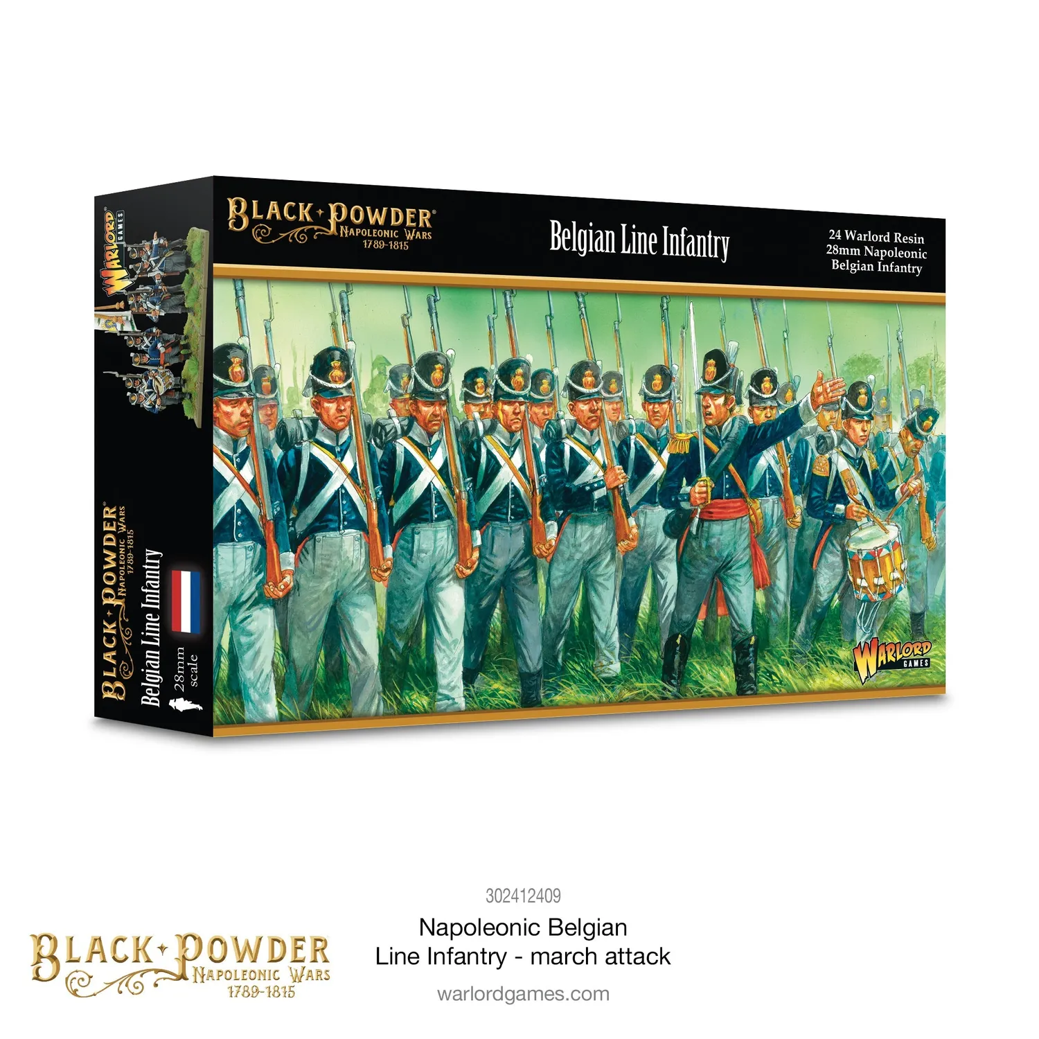 Bolt Action Black Powder Napoleonic Belgian Line Infantry (march attack) infanterie 24 figurines Waterloo