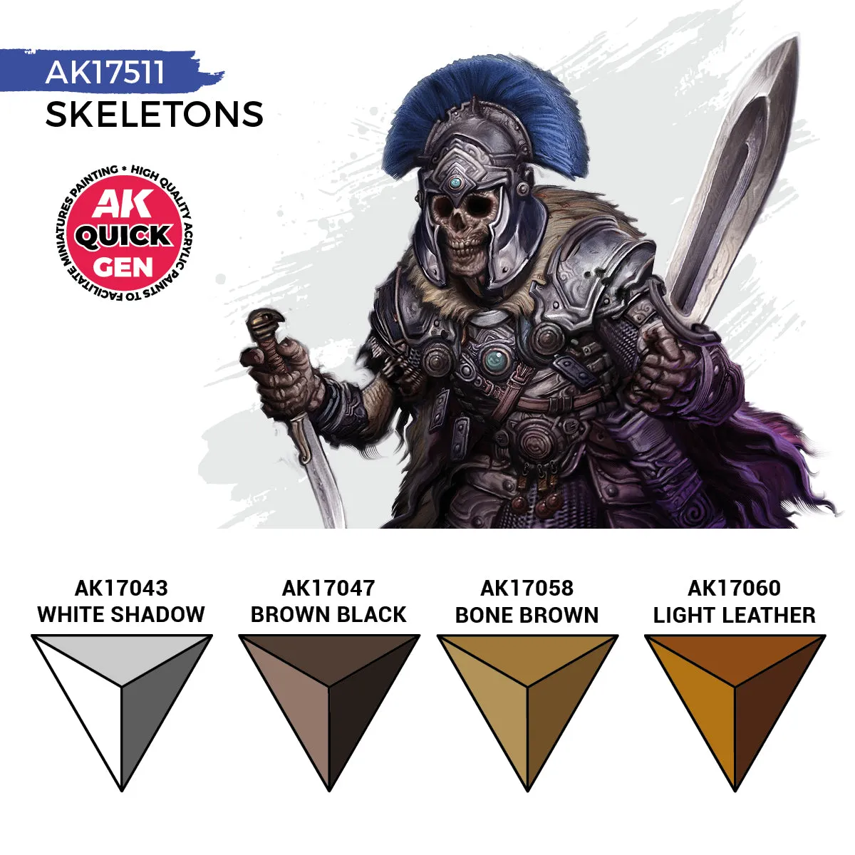 Bolt Action Quick Gen Skeletons set de peintures acryliques 4 couleurs os