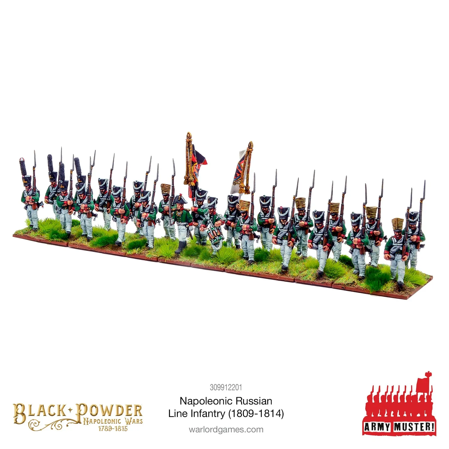 Black Powder Army Muster Napoleonic Russian Line Infantry (1809-1814) 72 figurines