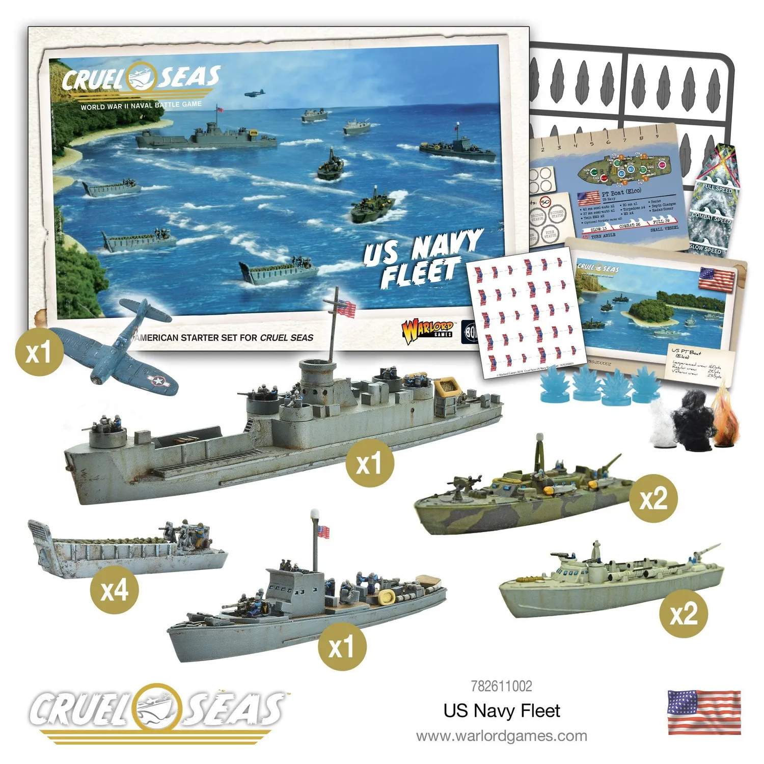 Bolt Action Cruel Seas US Navy Fleet + Aircraft Deal flotte navale