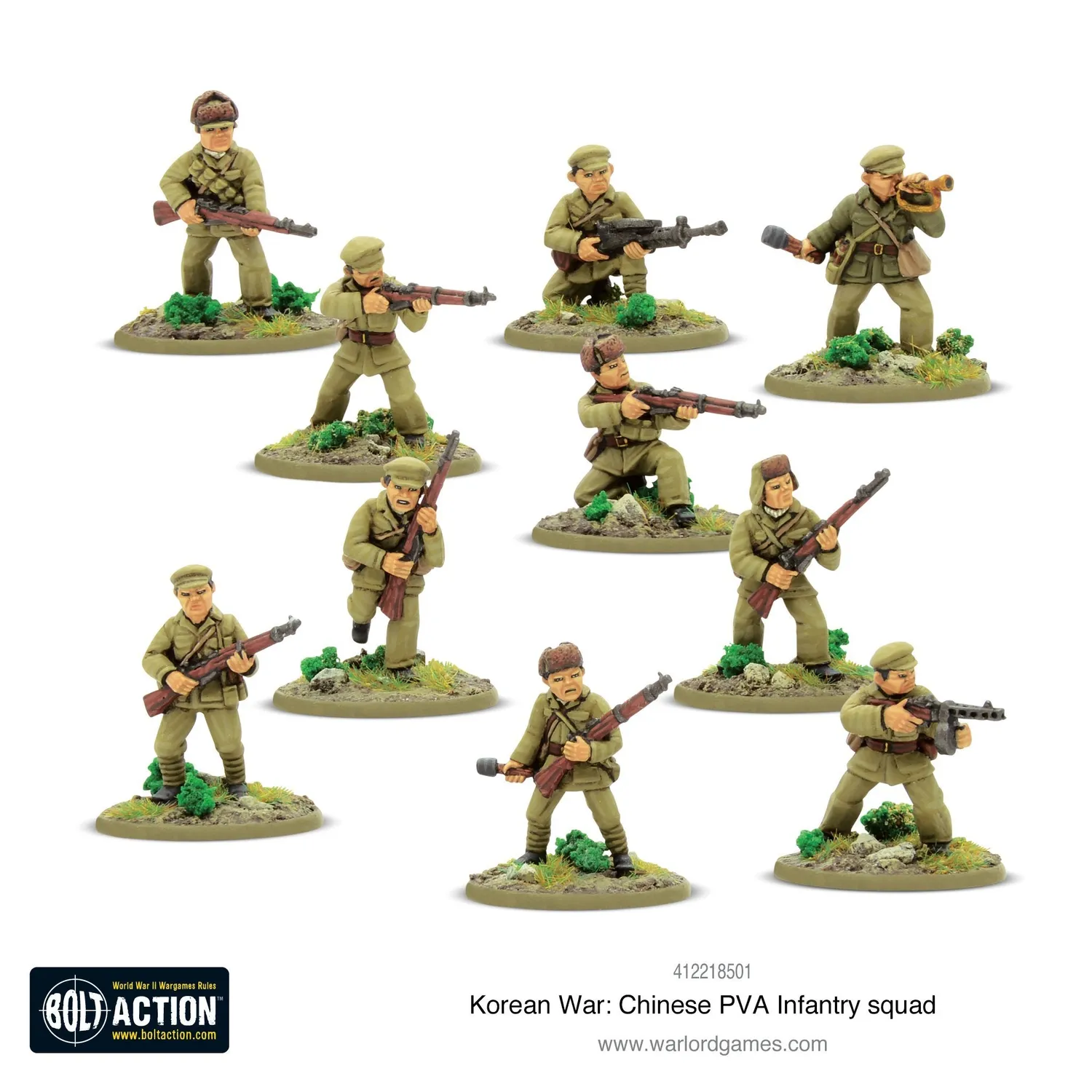 Bolt Action Korean War Chinese PVA Infantry Squad boîte métal 10 fig