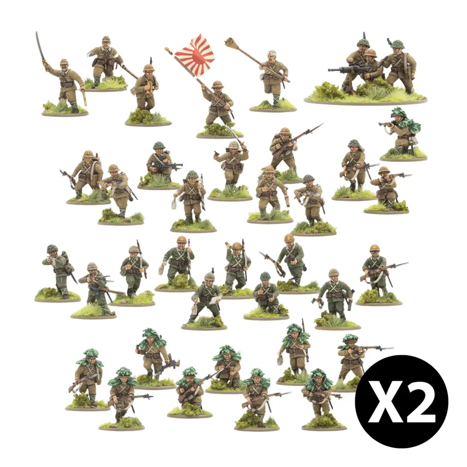 Bolt Action Japanese Infantry and Heavy Weapons Platoon figurines 60 pièces