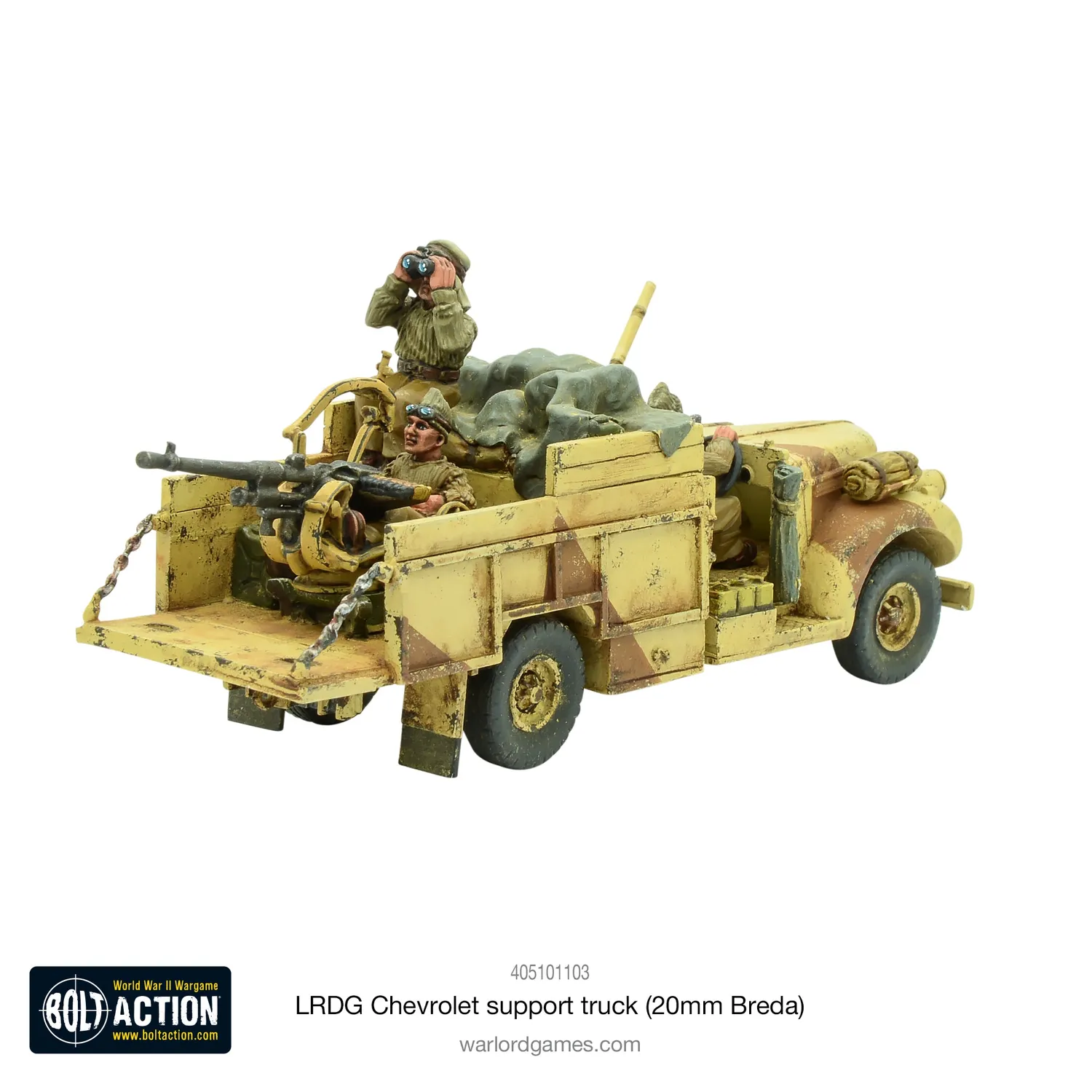 Bolt Action LRDG Chevrolet support truck 20mm Breda camion résine métal