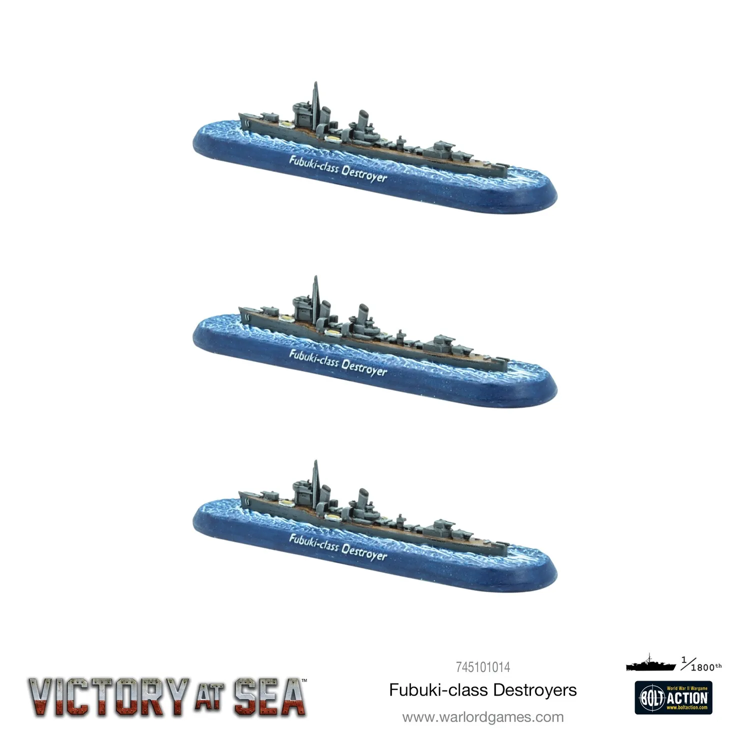 Bolt Action Victory at Sea Fubuki destroyers résine