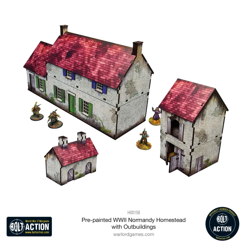 Bolt Action Normandy Homestead décor 3 bâtiments prépeints échelle 28 mm