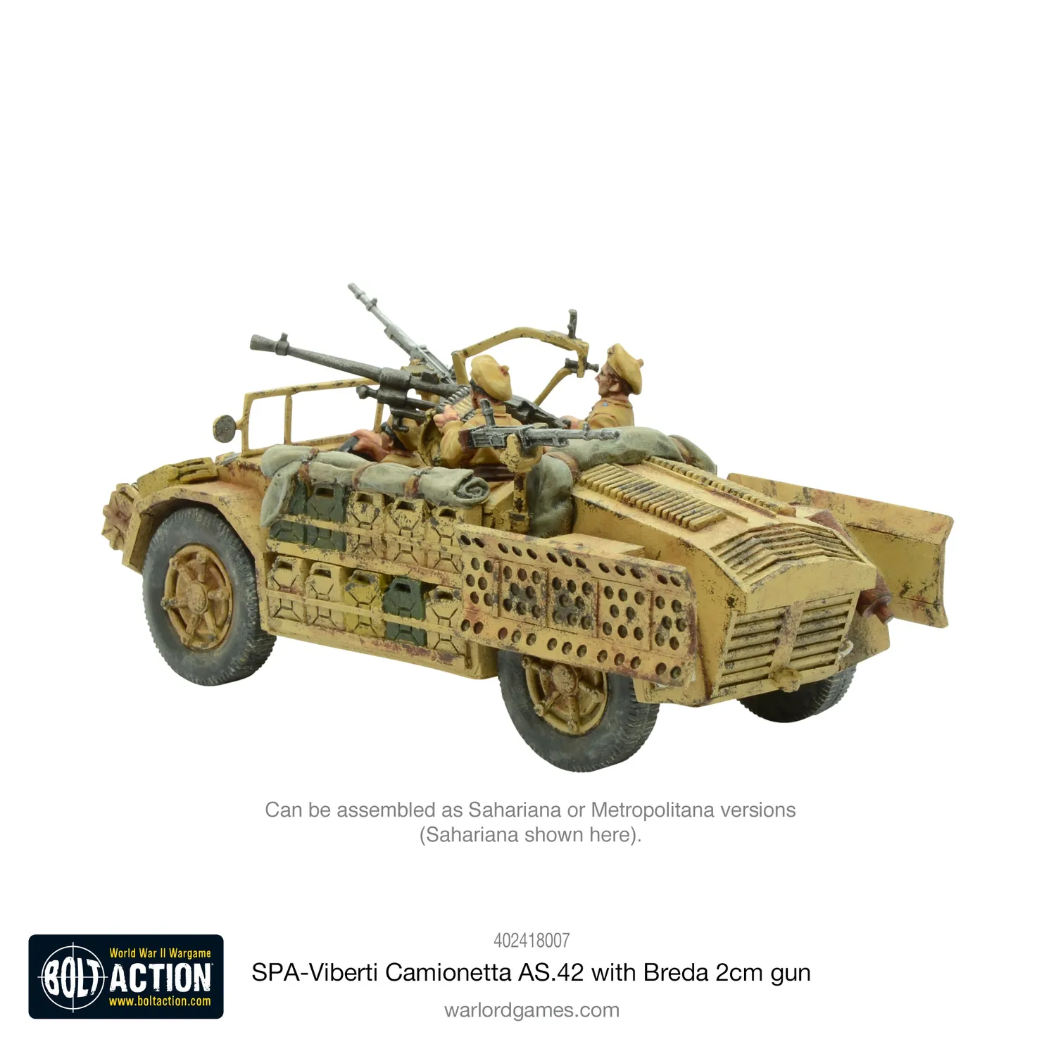 Bolt Action SPA-Viberti Camionetta AS. 42 véhicule métal résine 28 mm