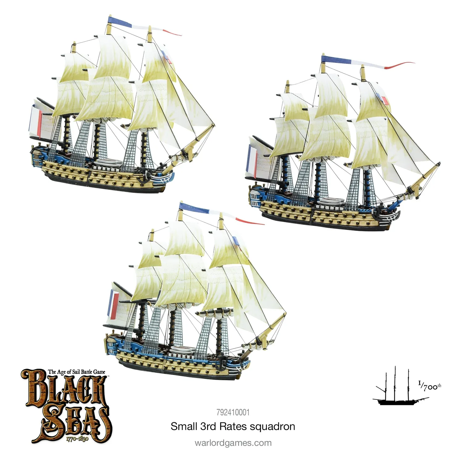Warlord Games Black Seas Small 3rd Rates Squadron x3 navires