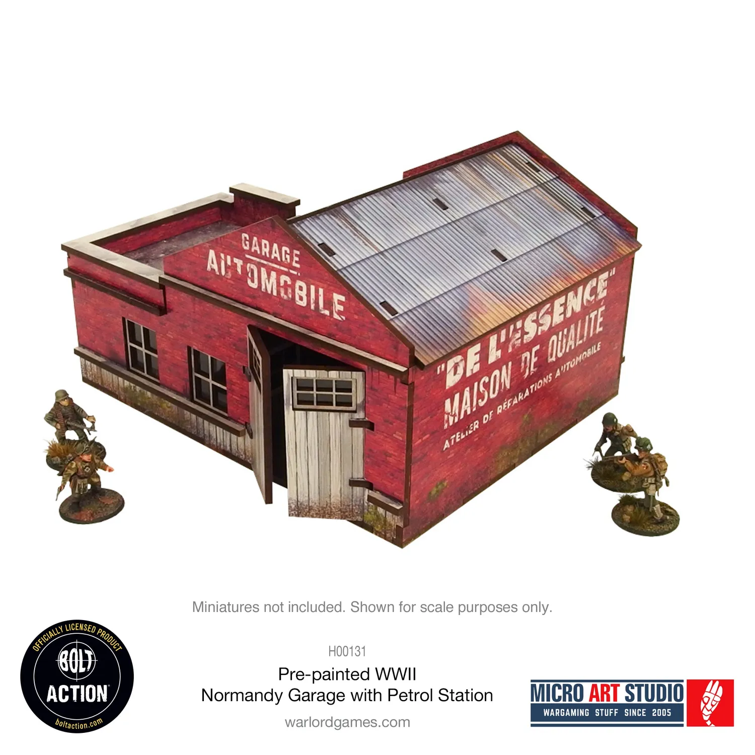 Bolt Action WW2 Normandy Garage with Petrol Station garage prépeint