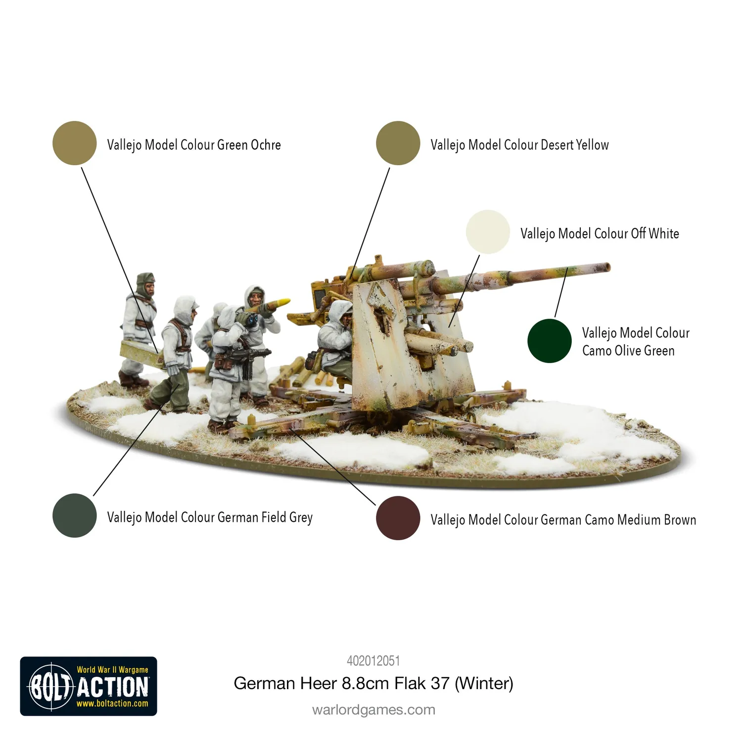 Bolt Action German Heer 8.8cm Flak 37 (Winter) canon antichar métal plastique