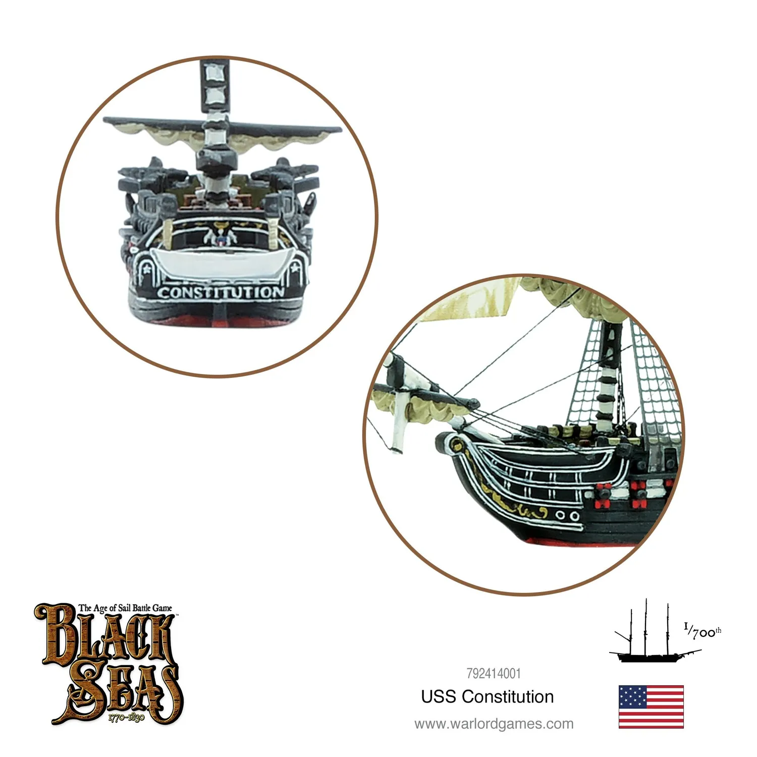 Bolt Action Black Seas USS Constitution frégate résine métal