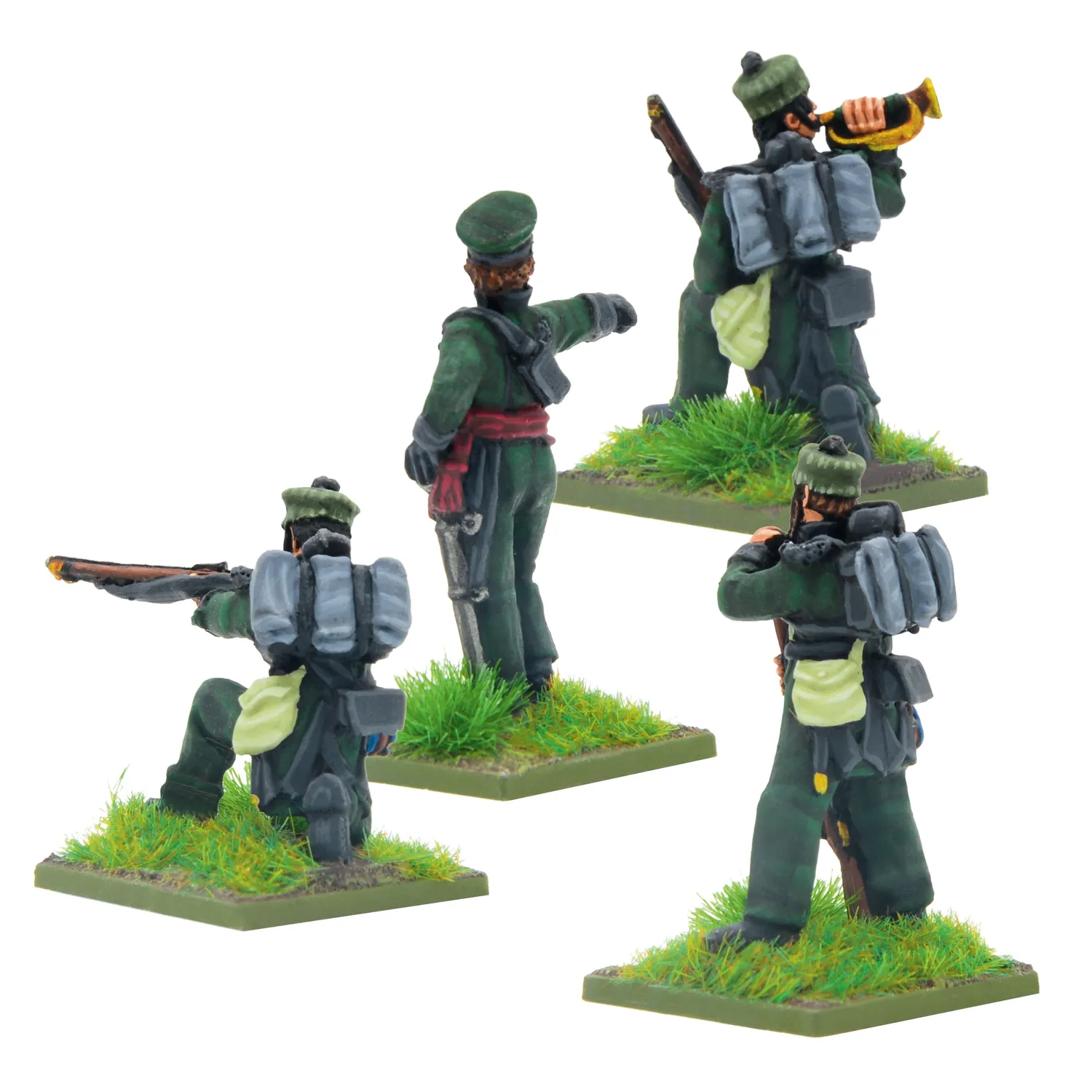 Bolt Action Black Powder Crimean War British Rifle Brigade in forage caps command figurines métal Default