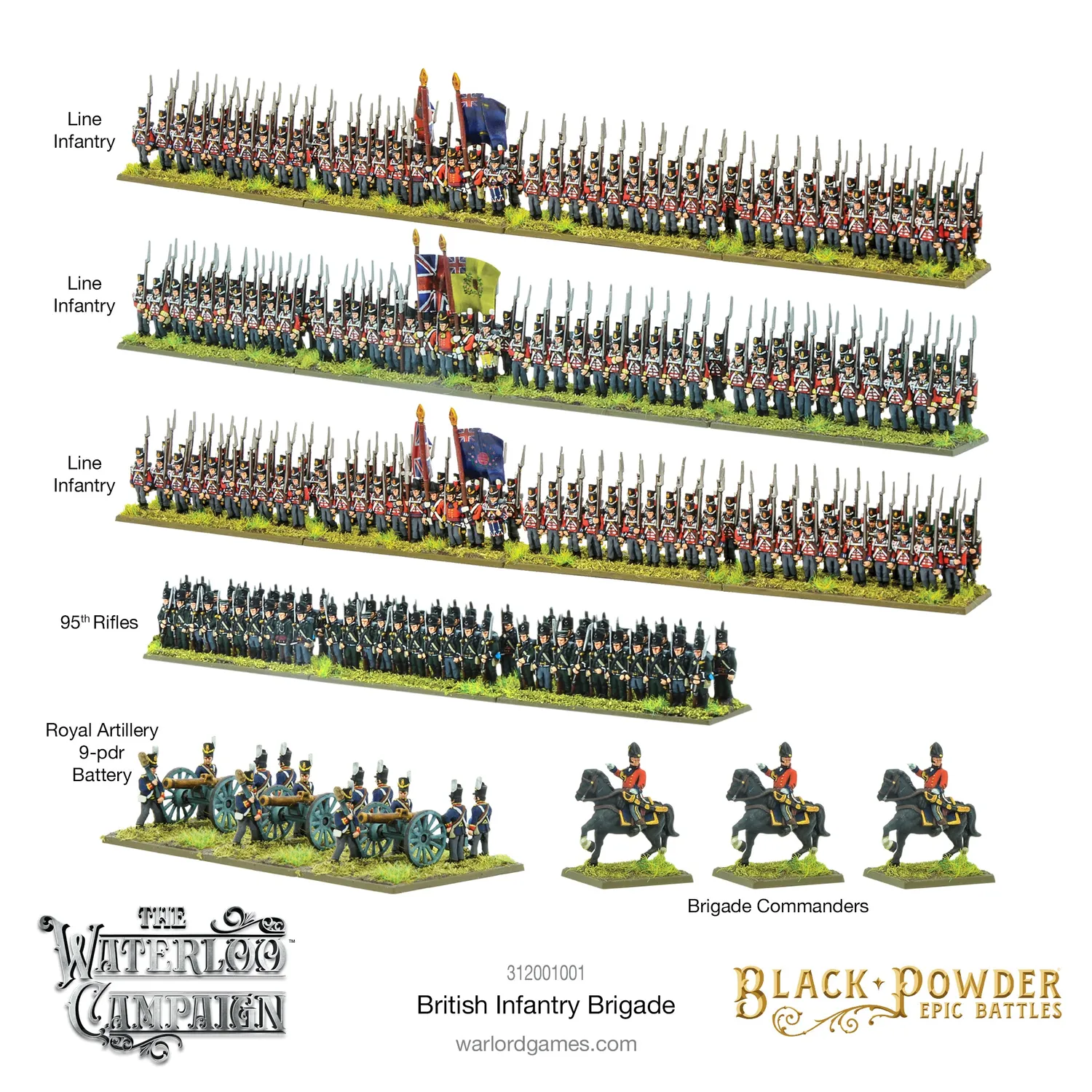Bolt Action Black Powder Epic Battles Waterloo British Infantry Brigade plastique