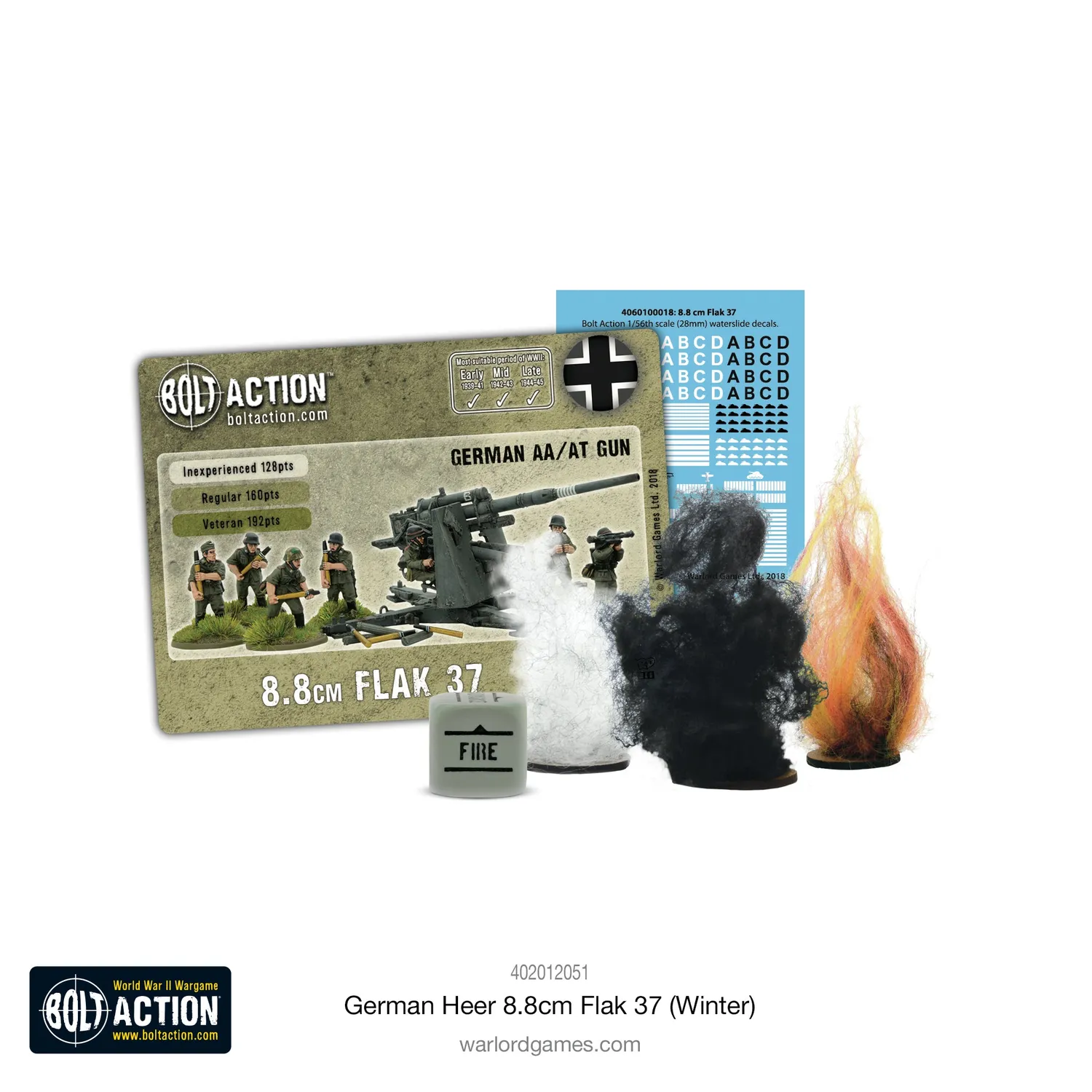 Bolt Action German Heer 8.8cm Flak 37 (Winter) canon antichar métal plastique