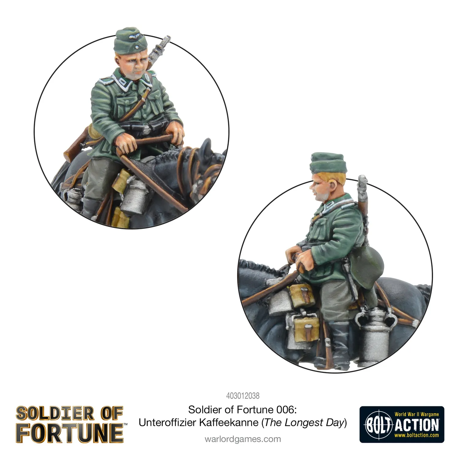 Bolt Action Soldier of Fortune 006 Kaffeekanne figurine métal à cheval