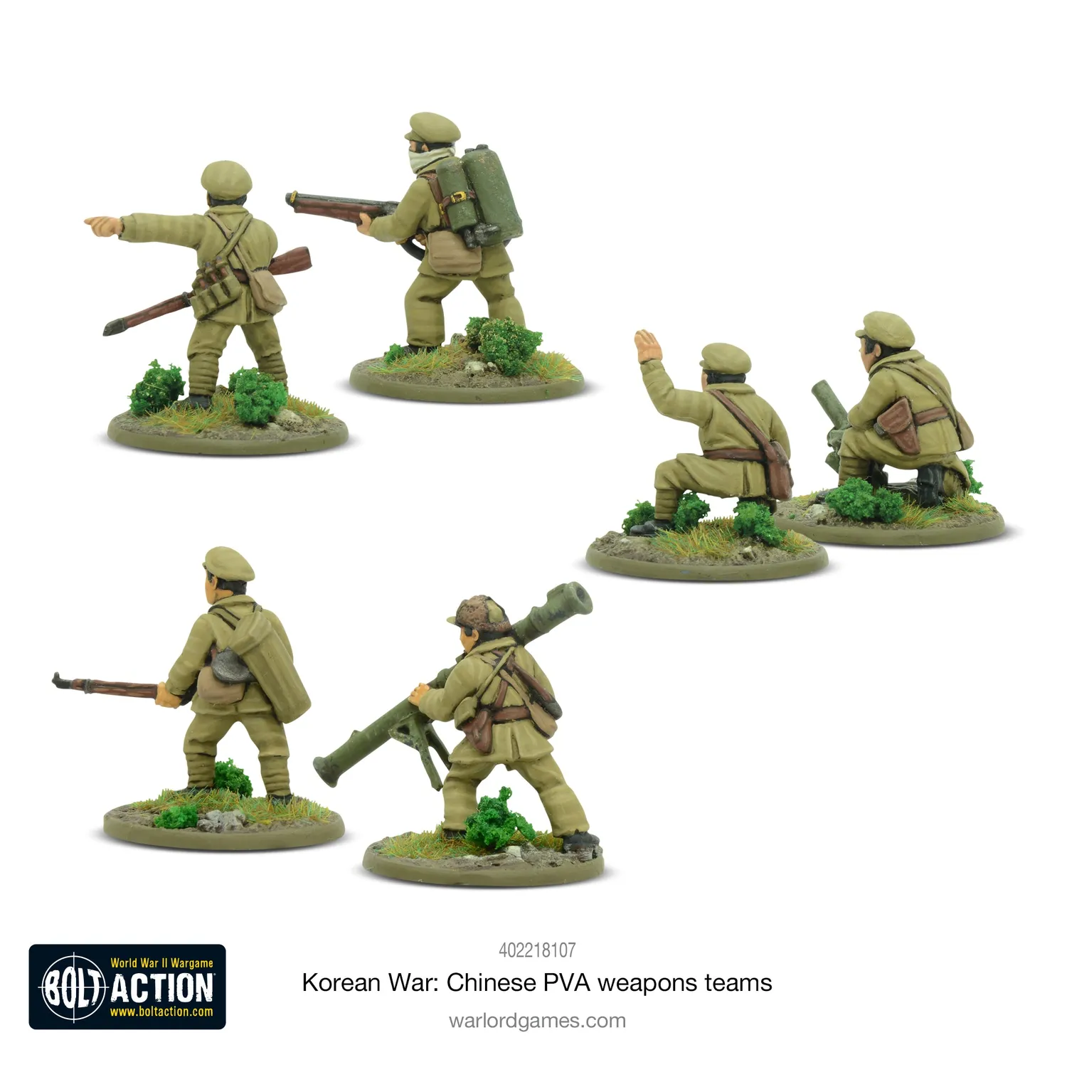 Bolt Action Korean War Chinese PVA weapons teams figurines soutien