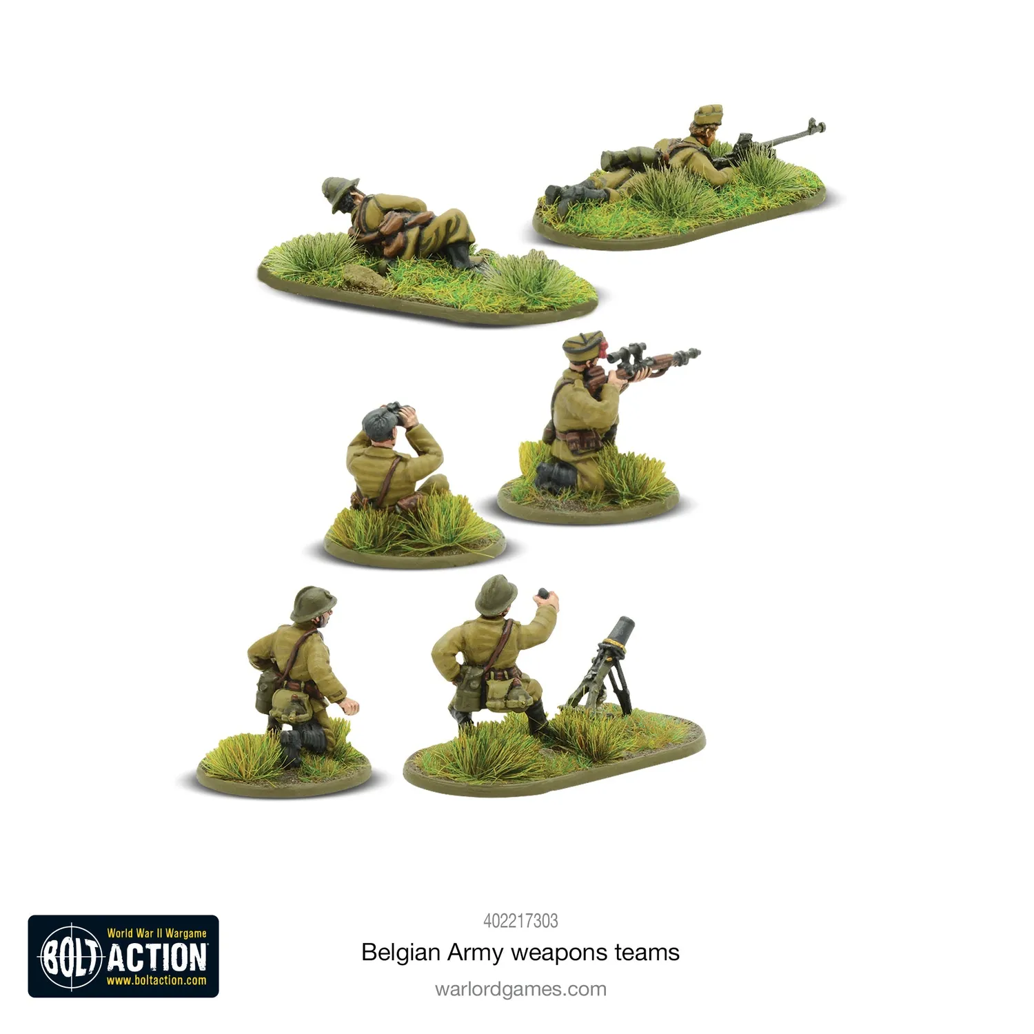 Bolt Action Belgian Army weapons teams figurines