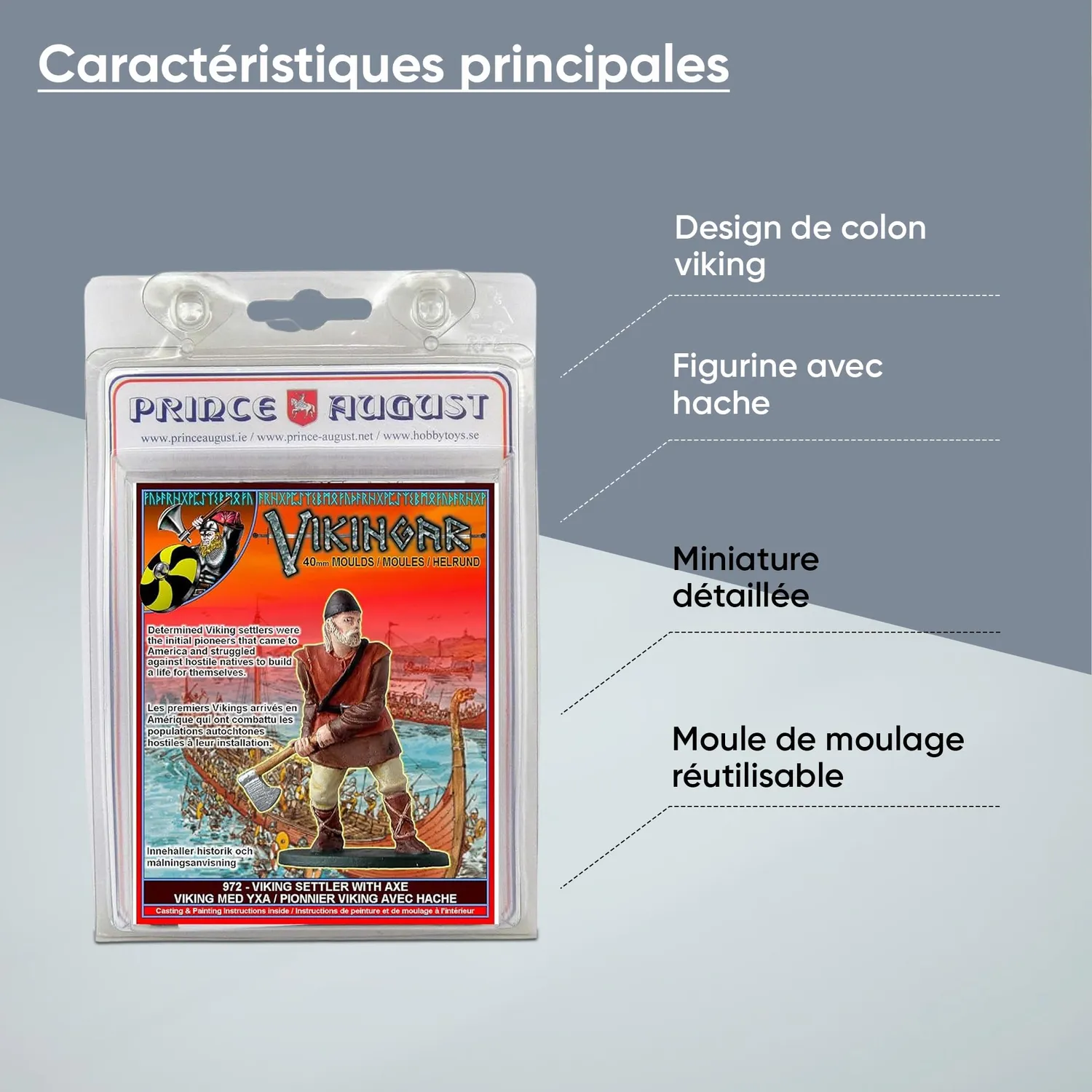 Prince August Hobby Colon viking avec hache PA972 moule de moulage métal 40 mm