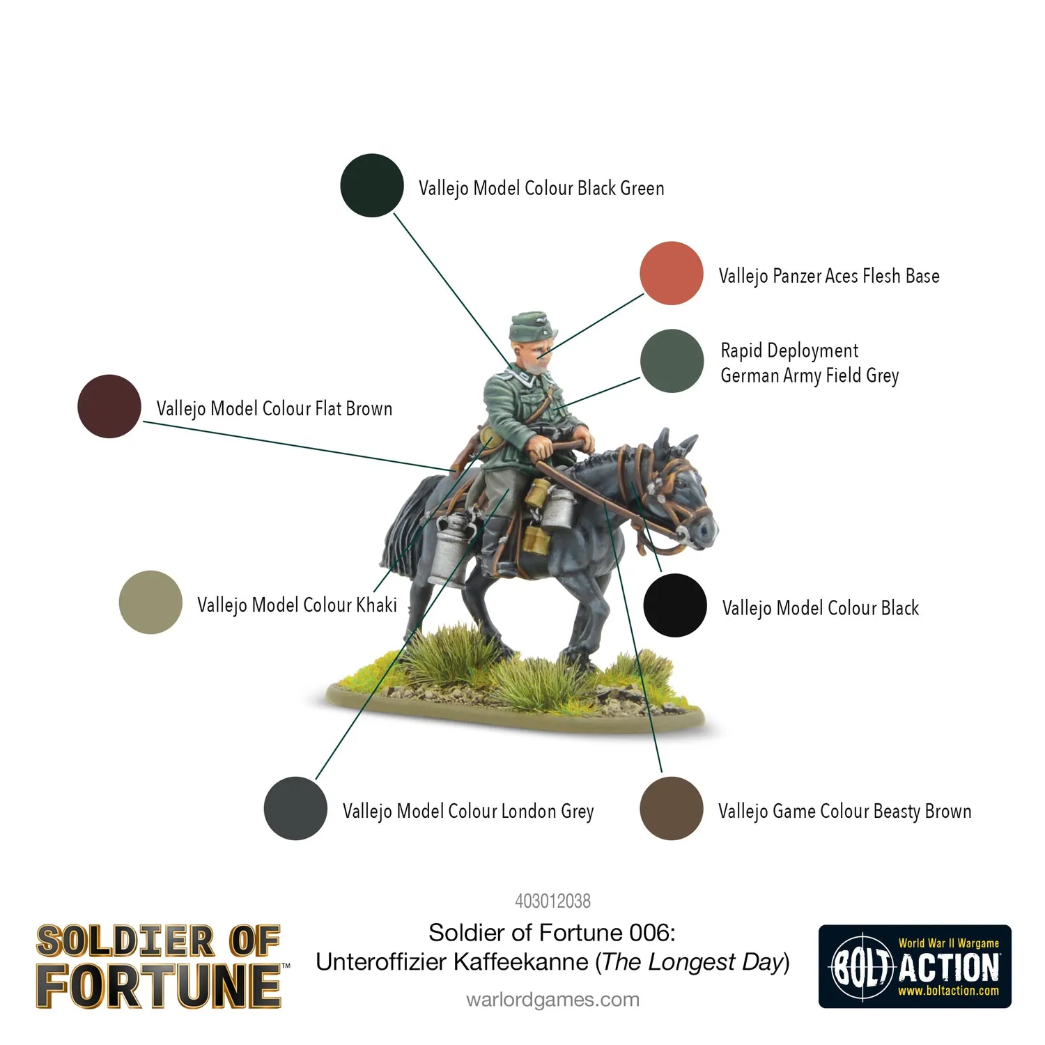 Bolt Action Soldier of Fortune 006 Kaffeekanne figurine métal à cheval