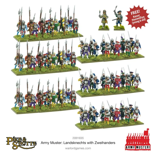 Warlord Games Pike & Shotte Army Muster Landsknechts Zweihanders plastique