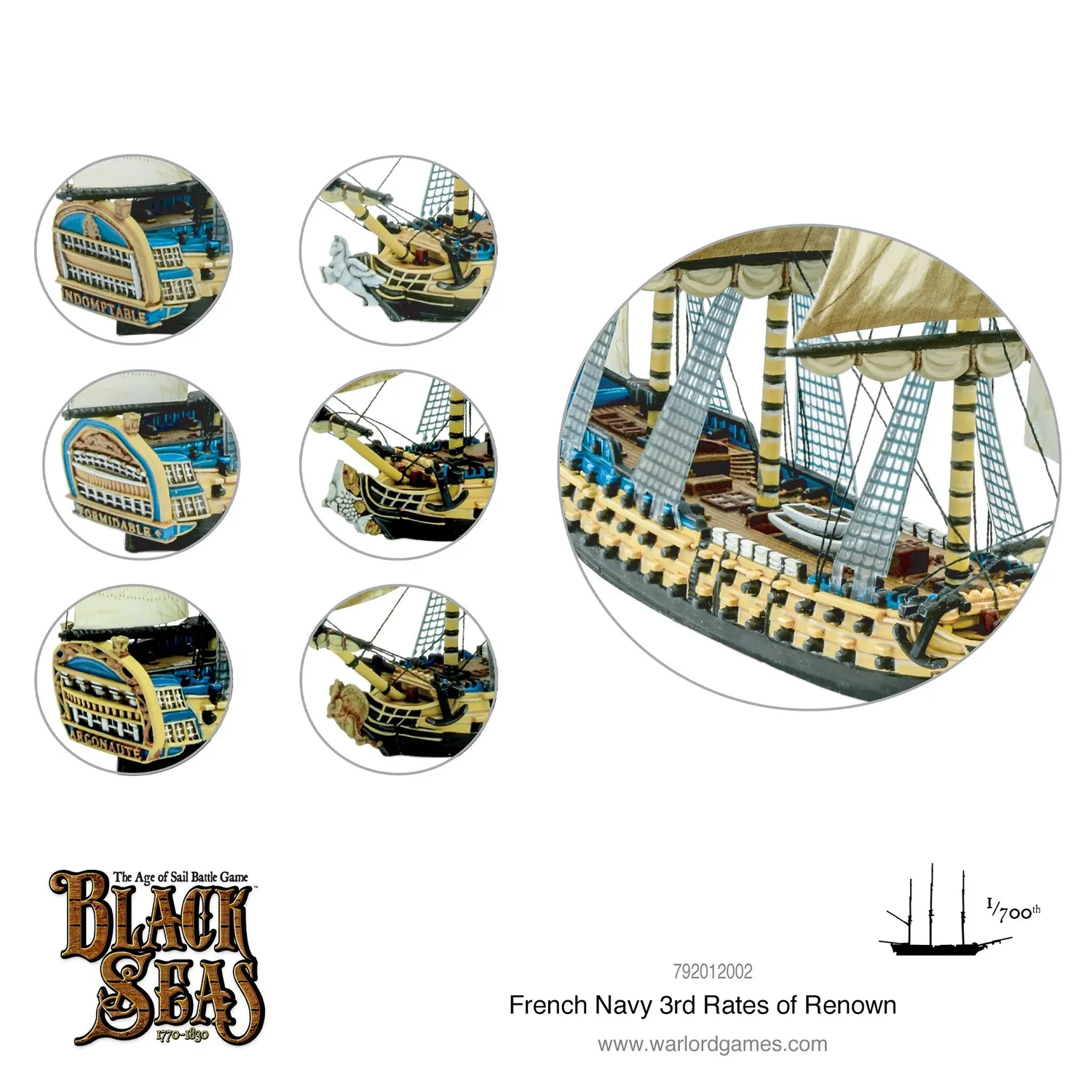 Bolt Action Black Seas French Navy 3rd Rates of Renown navires plastique métal boîte