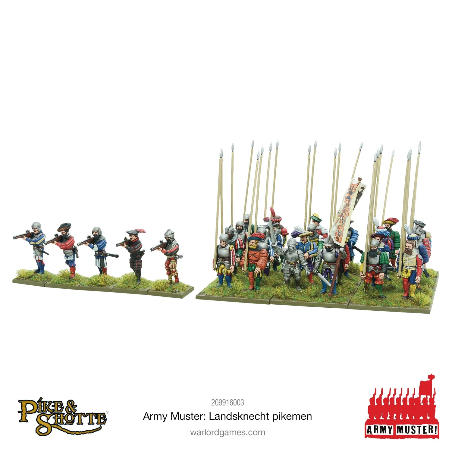 Warlord Games Army Muster Landsknecht Pikemen figurines lot 90