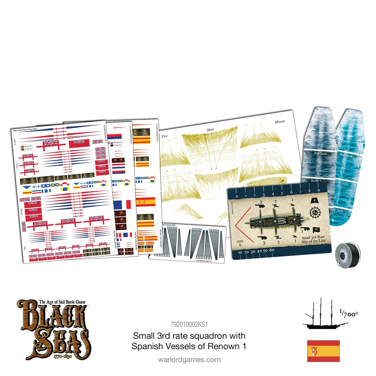 Black Seas Small 3rd Rate Squadron Espagnols proues métal
