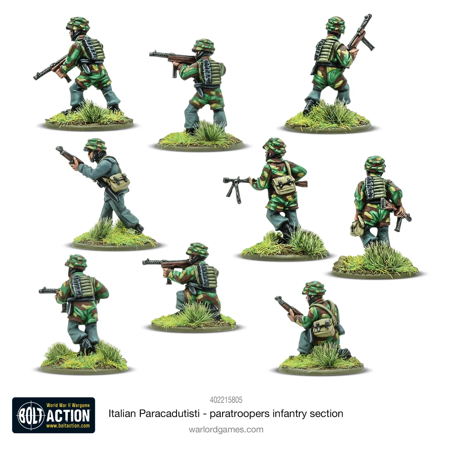Bolt Action Italian Paracadutisti paratrooper infantry section figurines métal