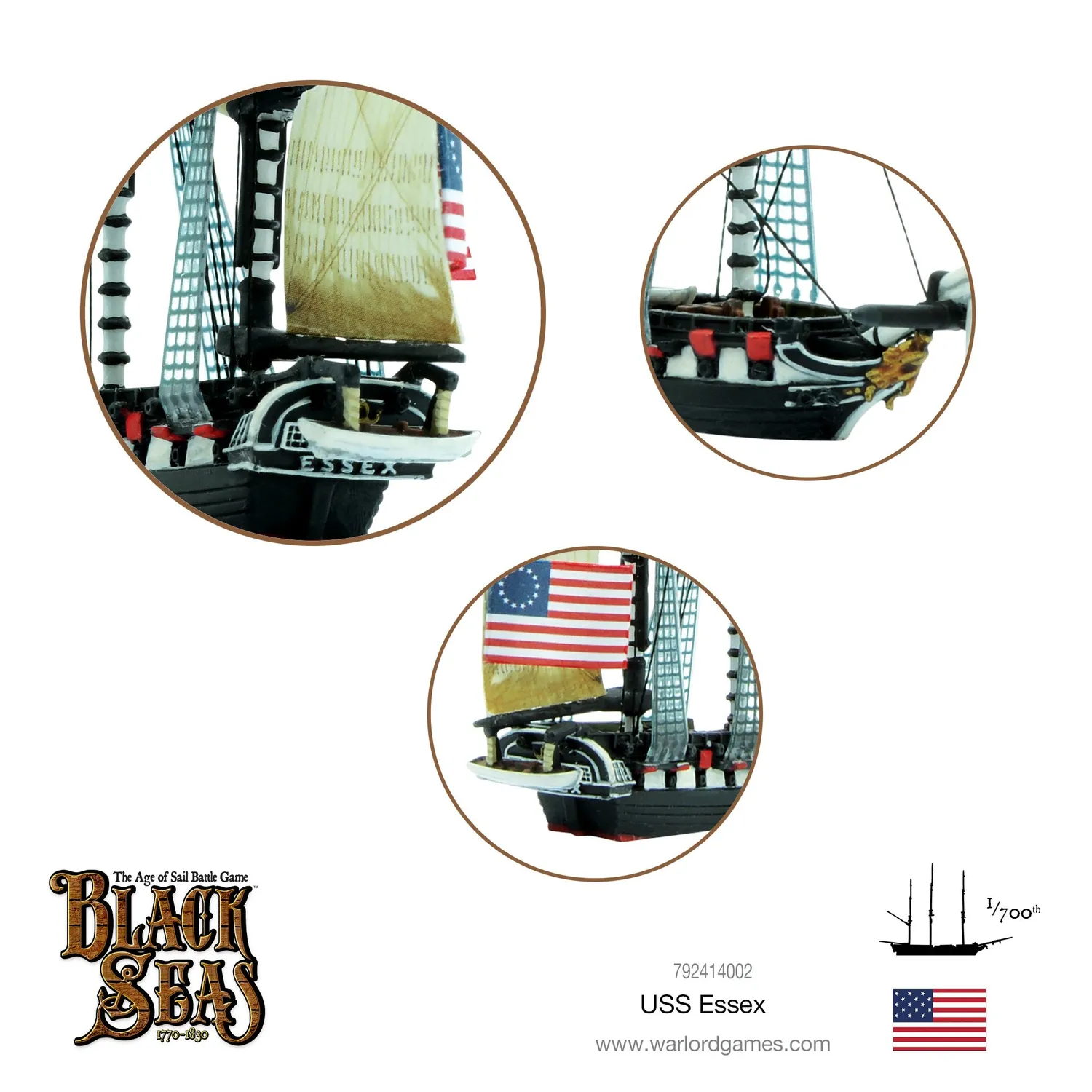 Bolt Action Black Seas USS Essex frégate miniature