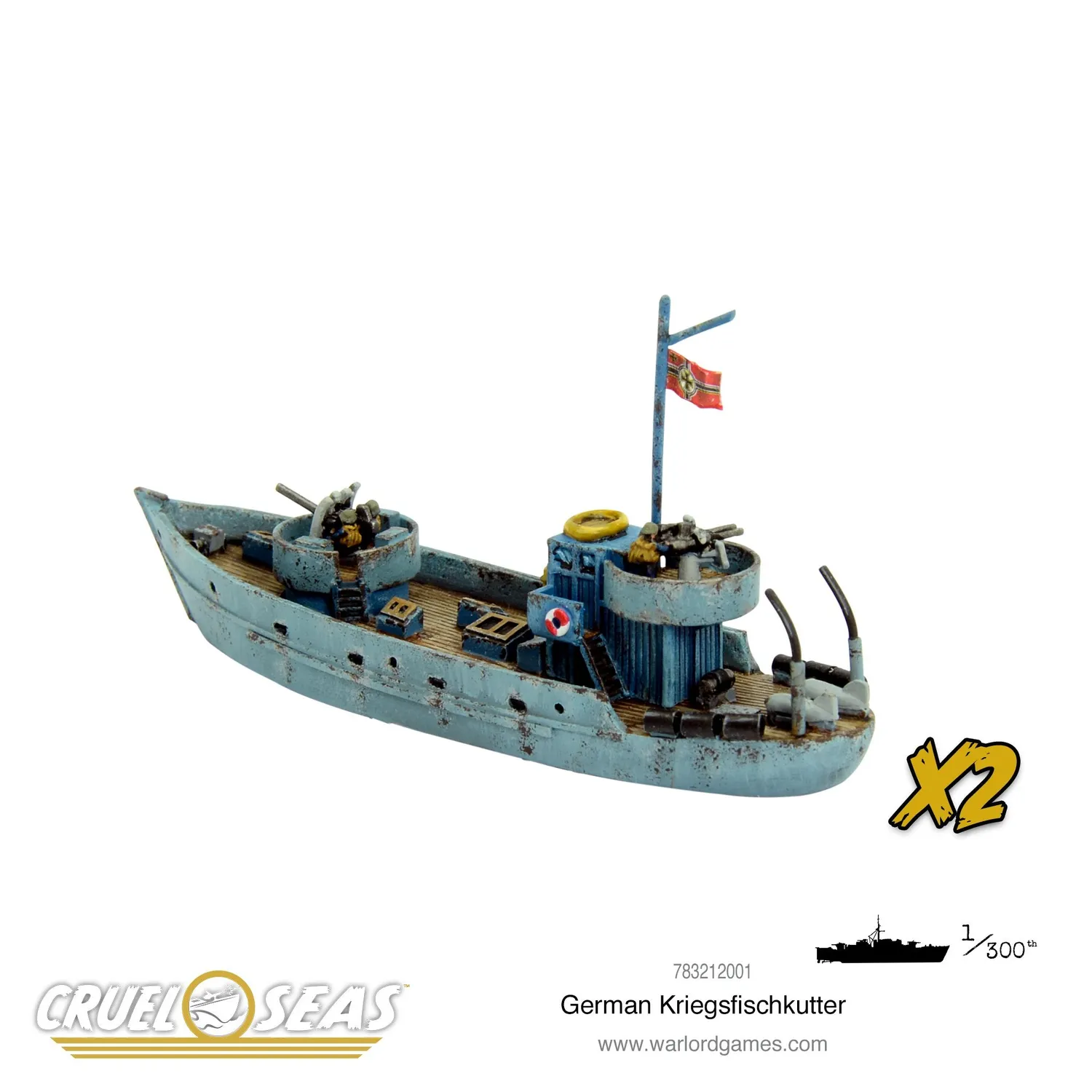 Cruel Seas Kriegsfischkutter navire résine x2