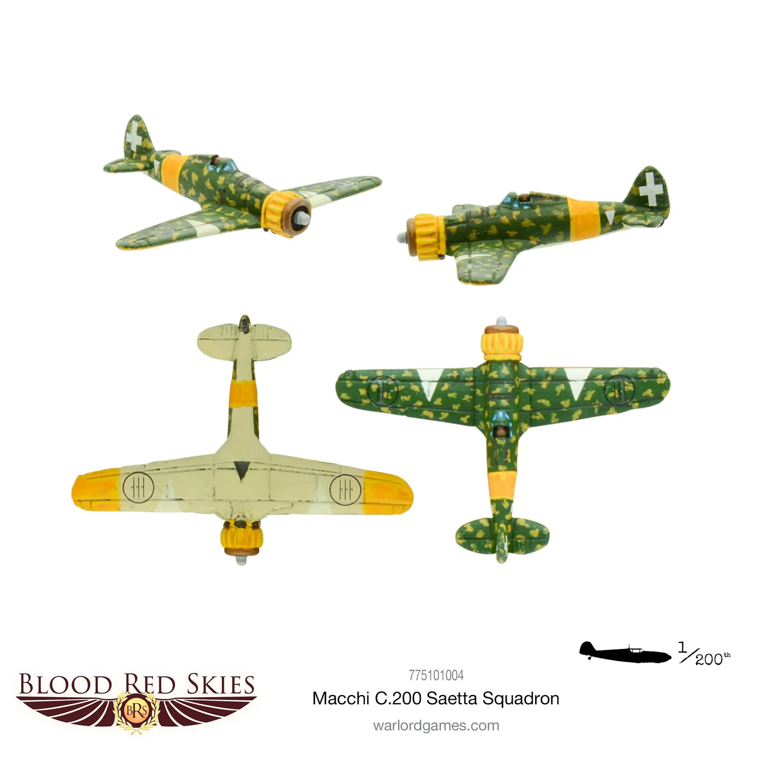 Bolt Action Blood Red Skies Macchi C.200 Saetta escadron 6 avions résine