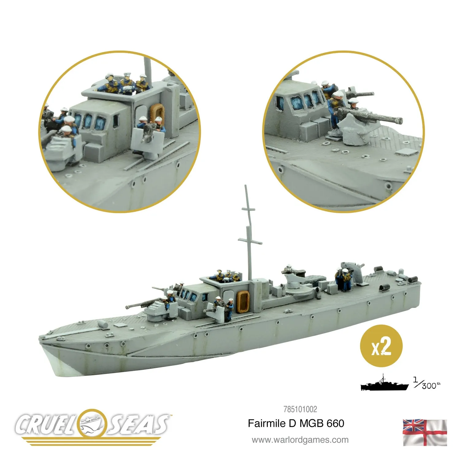 Bolt Action Cruel Seas Fairmile D MGB 660 bateau 2 modèles armés
